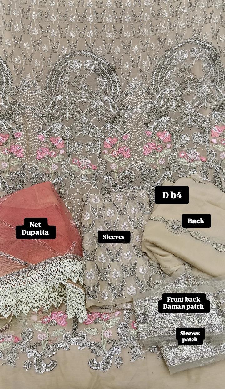 Tawakal Ramsha cream chiffon Unstitched