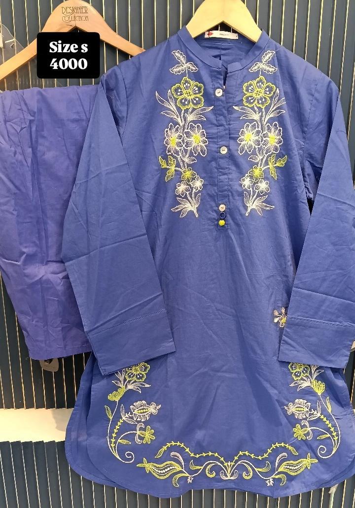 Khadi cord set blue 2 pc suit