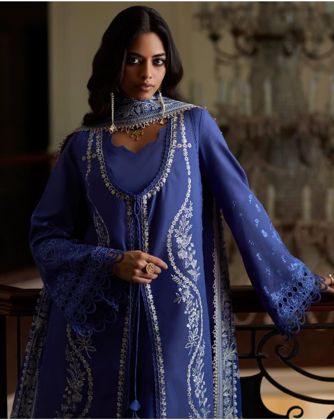Saad bin shehzad luxury lawn collection blue partywear
