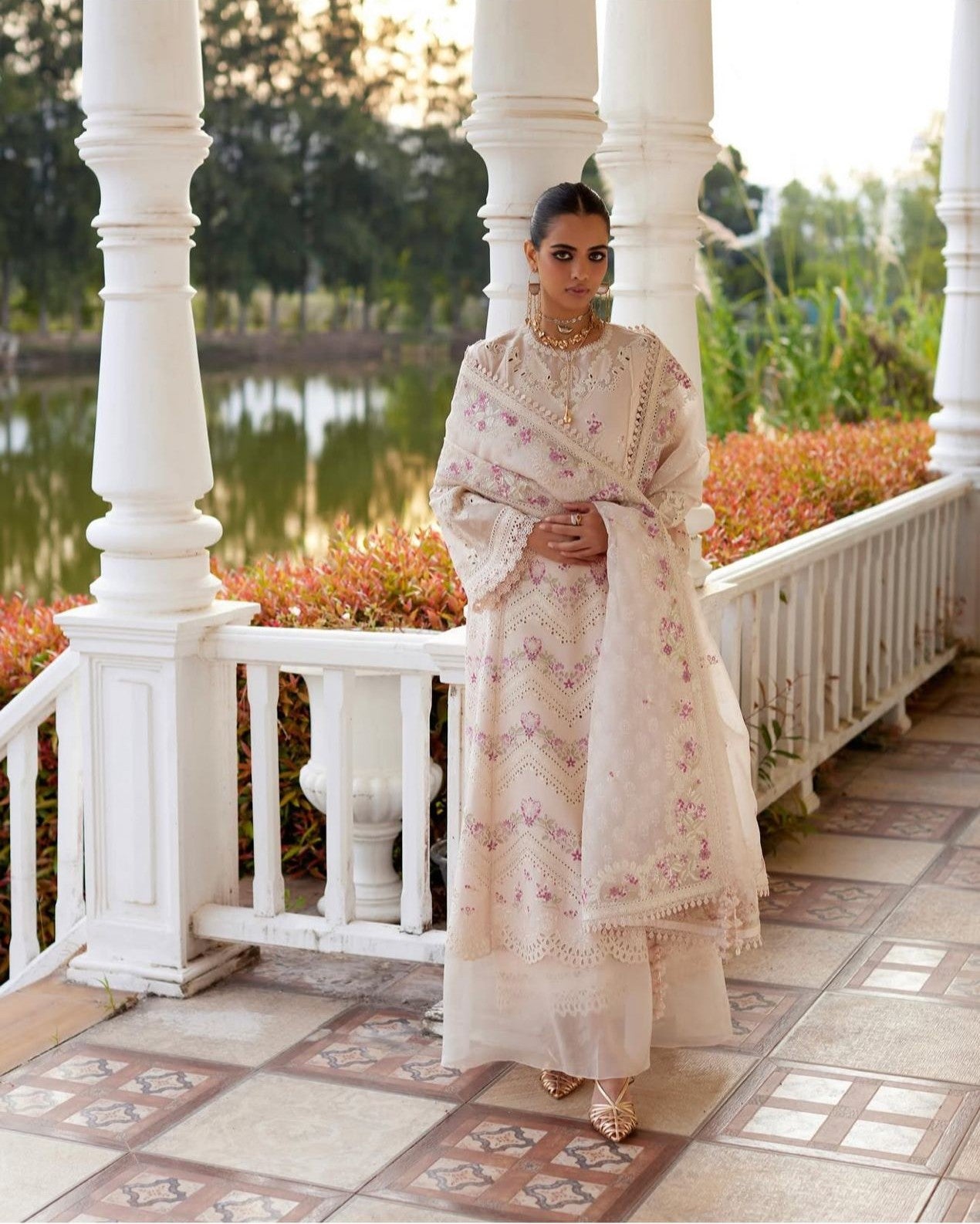 Saad bin shehzad luxury lawn light pink emb 3pc readymade party wear