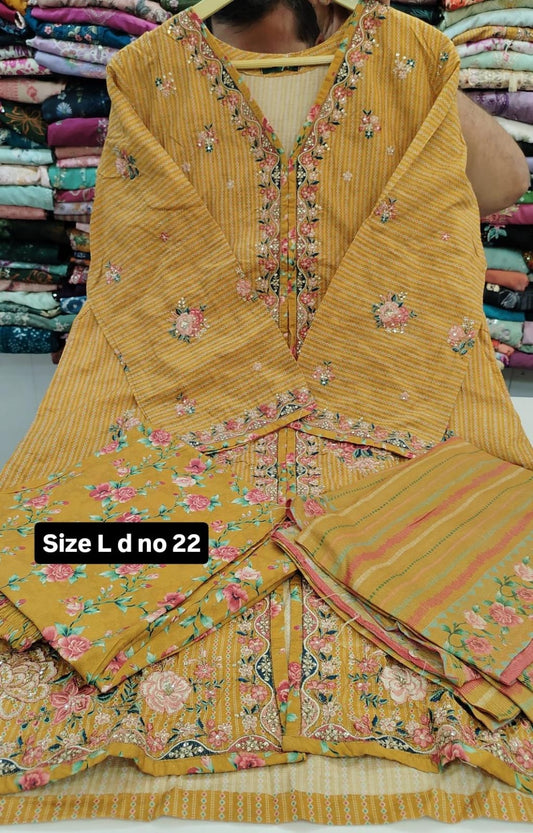 Sale item yellow emb full suit