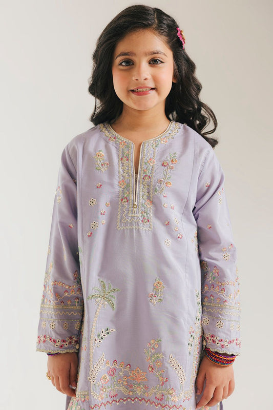 Ethnic kids wear light purple emb 2pc suit readymade