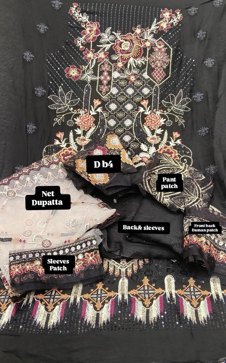 Tawakal Ramsha black chiffon Unstitched