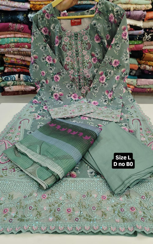Sale item green emb full suit