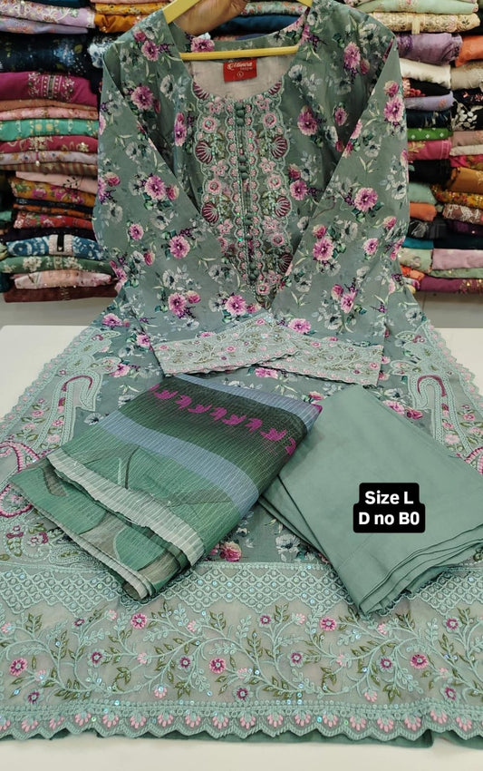 Sale item green emb full suit