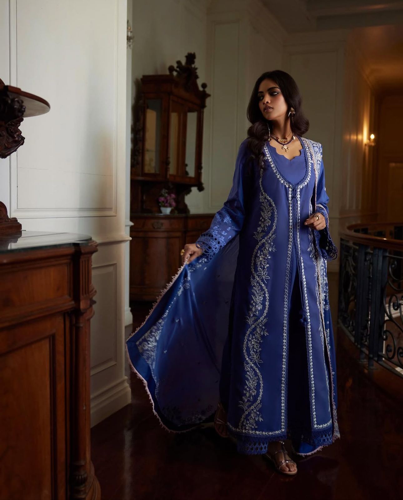 Saad bin shehzad luxury lawn collection blue partywear