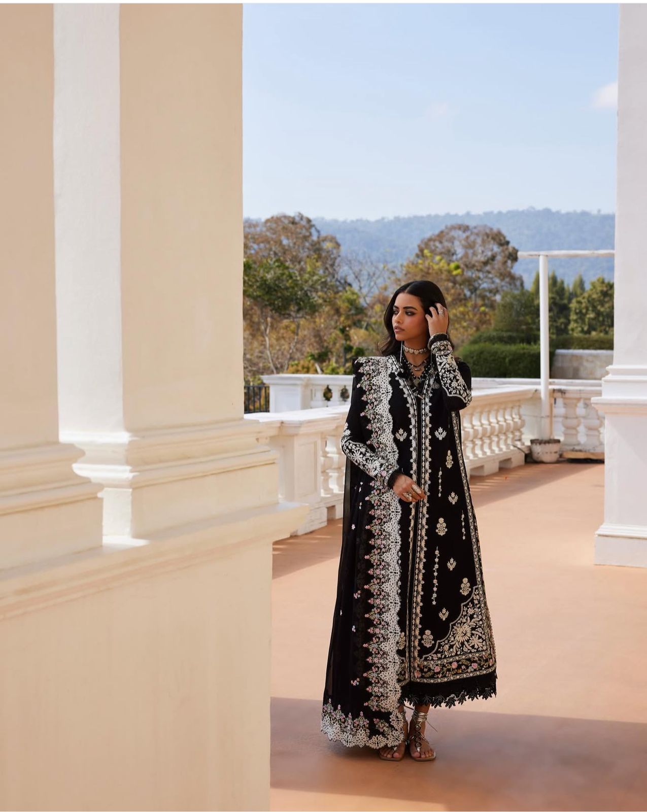 Saad bin shehzad luxury lawn black emb 3 pc readymade party wear