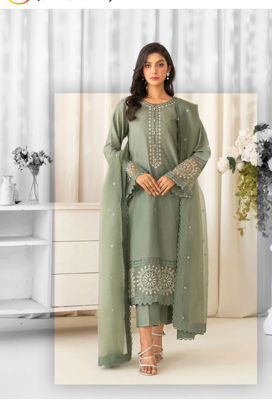 ZARKUN CASUAL SEA GREEN 3PC READYMADE SUIT