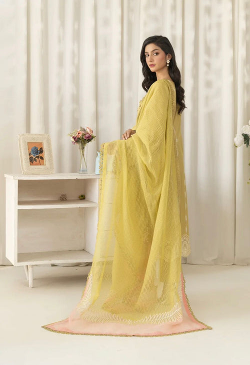 ZARKUN CASUAL YELLOW EMB 3PC READYMADE SUIT