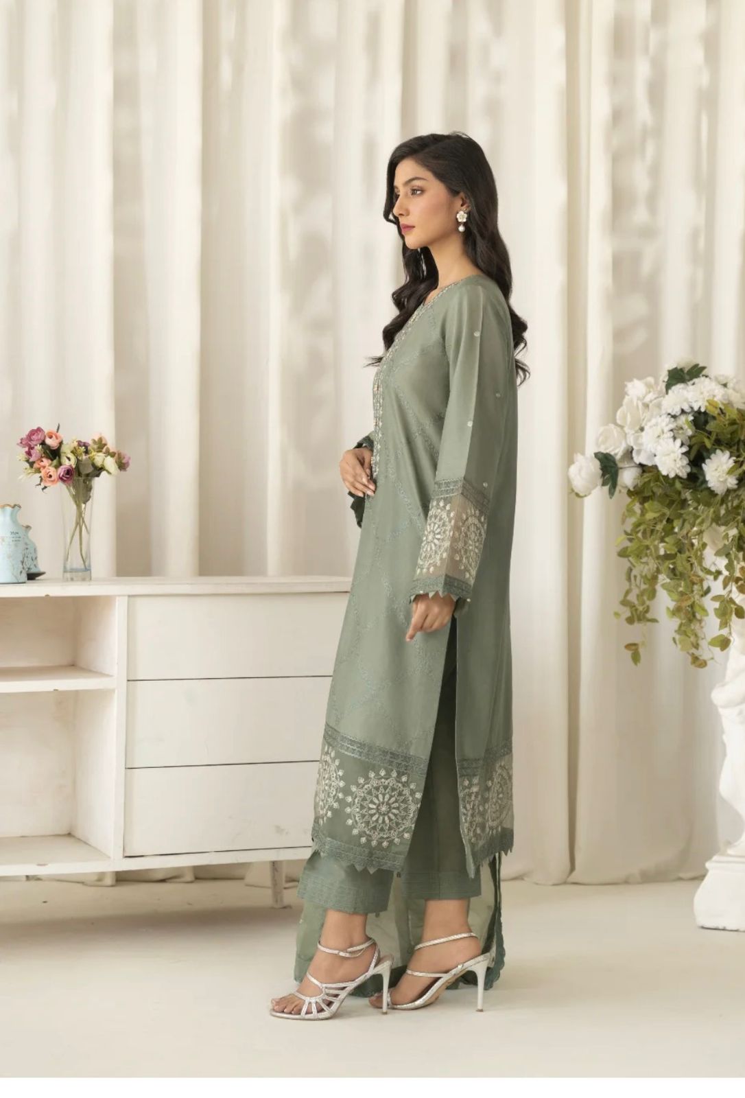 ZARKUN CASUAL SEA GREEN 3PC READYMADE SUIT