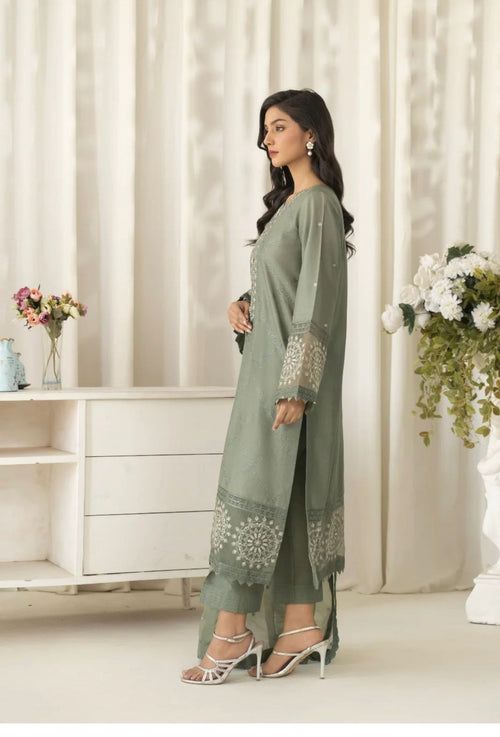 ZARKUN CASUAL SEA GREEN 3PC READYMADE SUIT