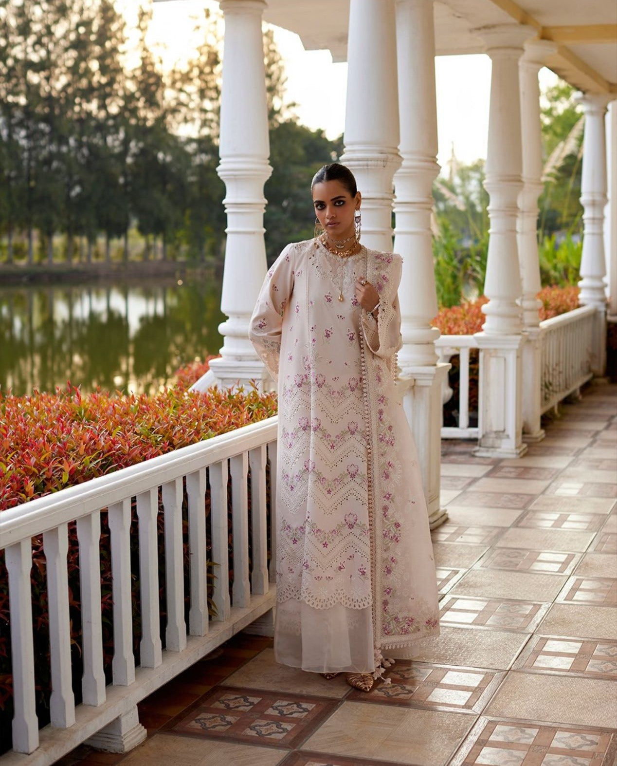 Saad bin shehzad luxury lawn light pink emb 3pc readymade party wear