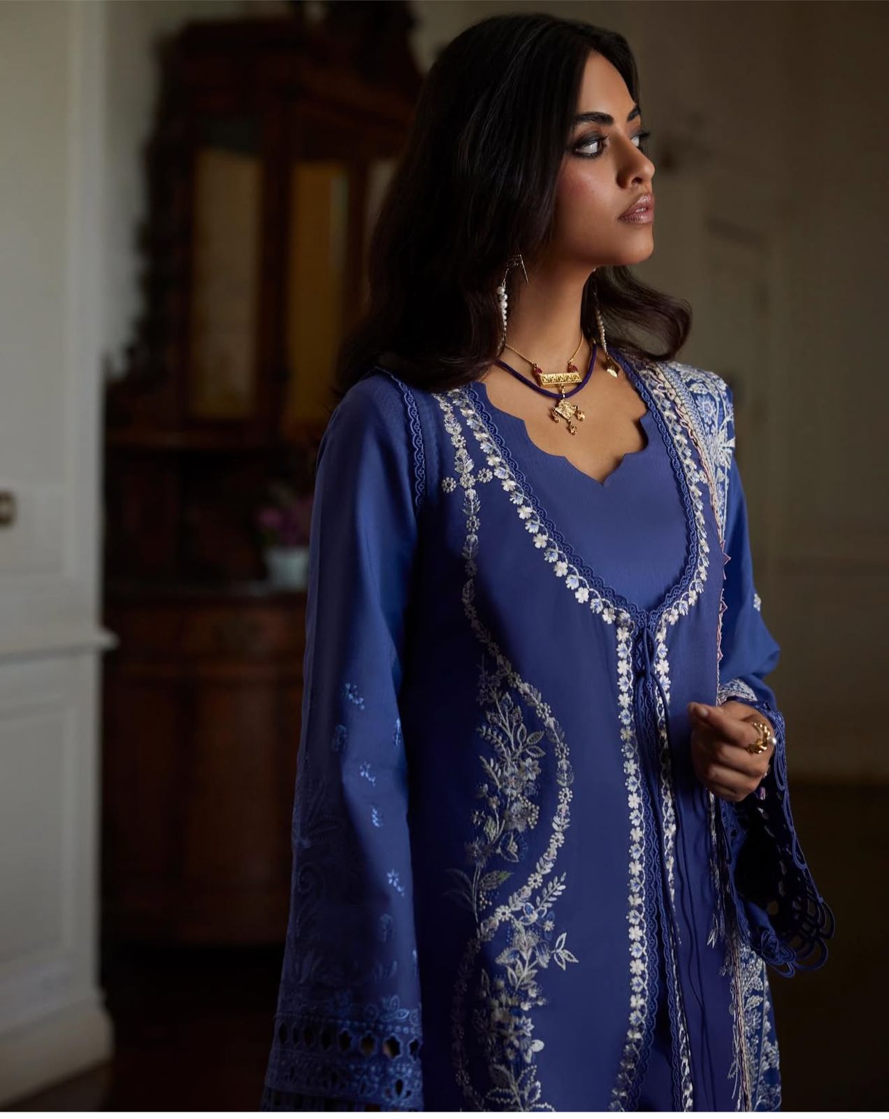 Saad bin shehzad luxury lawn collection blue partywear