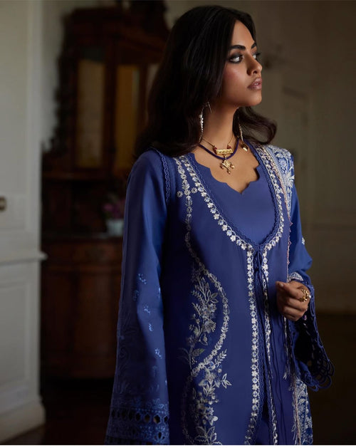 Saad bin shehzad luxury lawn collection blue partywear