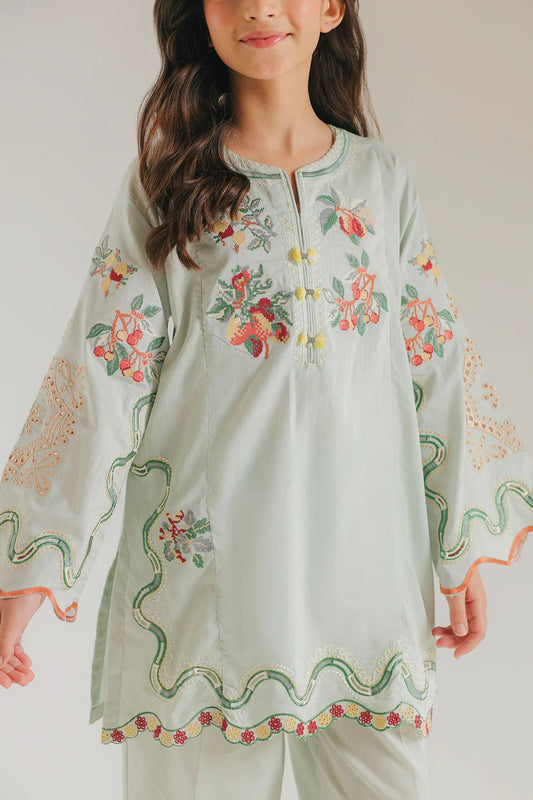 Ethnic kids wear sea green emb 2 pc readymade suit