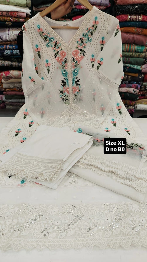 Sale item white emb full suit