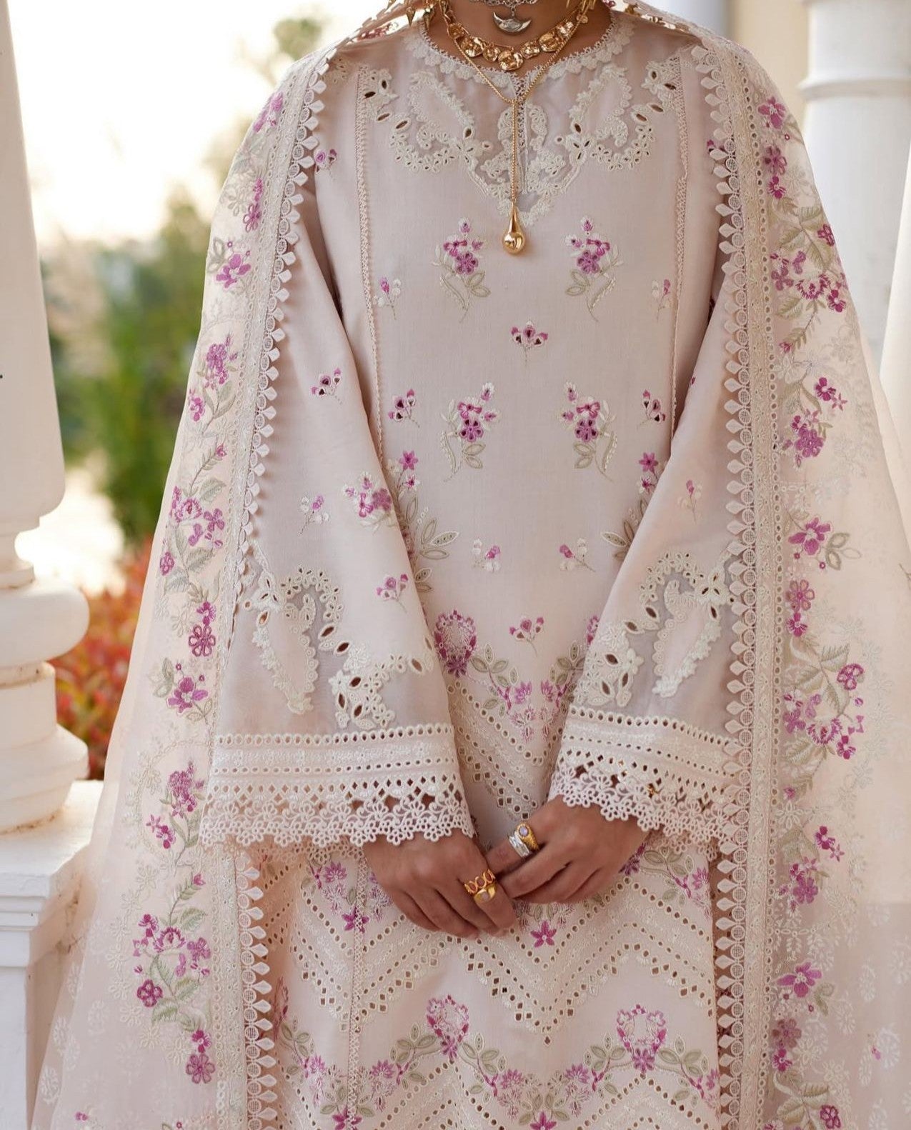 Saad bin shehzad luxury lawn light pink emb 3pc readymade party wear